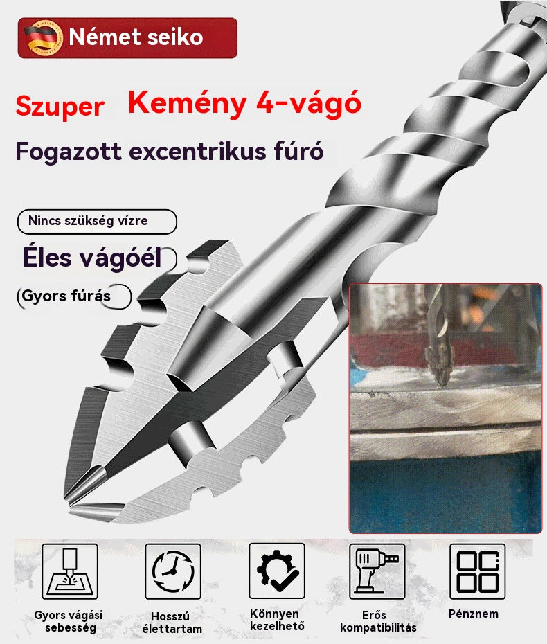 🔥50% kedvezmény!🔥🧰【3+4+5+6+8+10+12mm】Frissített, szuperkemény volfrámacél excenteres fúrófej, recés éllel