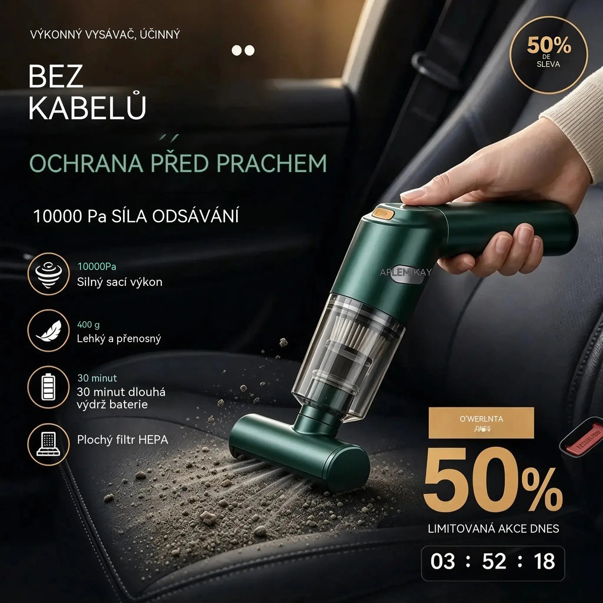 🚗✨ Výkonný akumulátorový vysavač do auta – Kompaktní, bez kabelů a výkonný