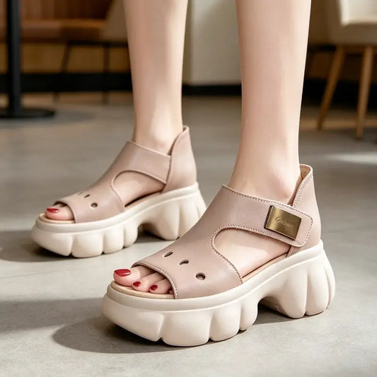 ✨ Velikosti 35-40 🌸 Dámské sandály na platformě - Měkká kůže, ultralehká protiskluzová podrážka