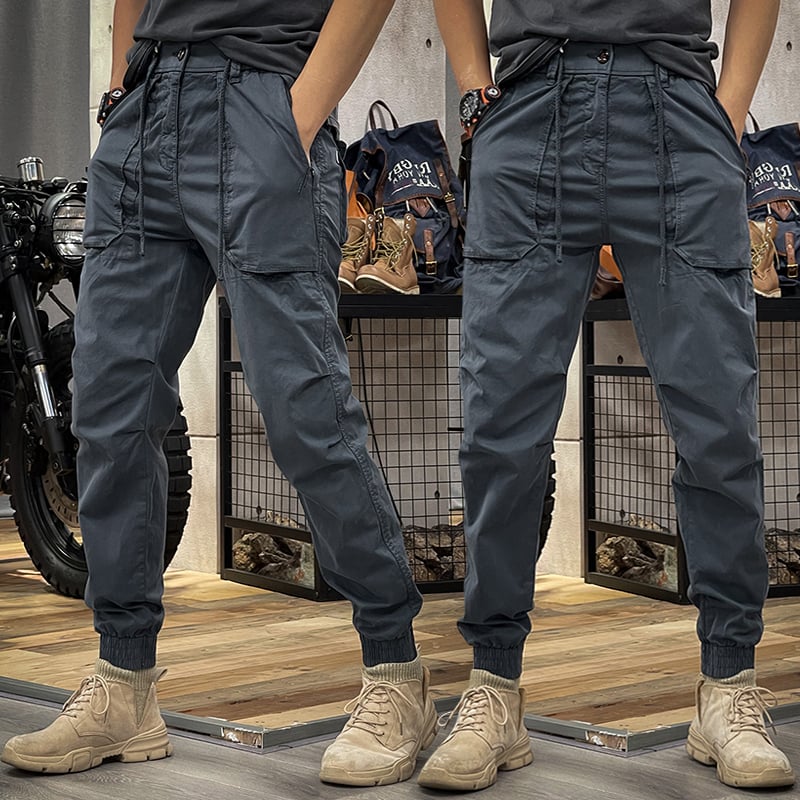 M-3XL Dlouhé sportovní kalhoty pro muže, jednobarevné, s elastickým pasem a přiléhavým střihem u kotníků.