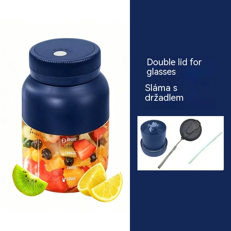 Doprava zdarma 🧅🔪Malý multifunkční dobíjecí přenosný mixér pro domácí použití (Odšťavňovač o objemu 800 ml + dvojité víko/brčko/ramenní popruh)