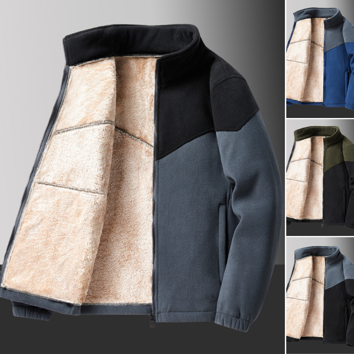 🔥【M-8XL】Chaqueta de invierno para hombre con forro de borrego, cálida y gruesa