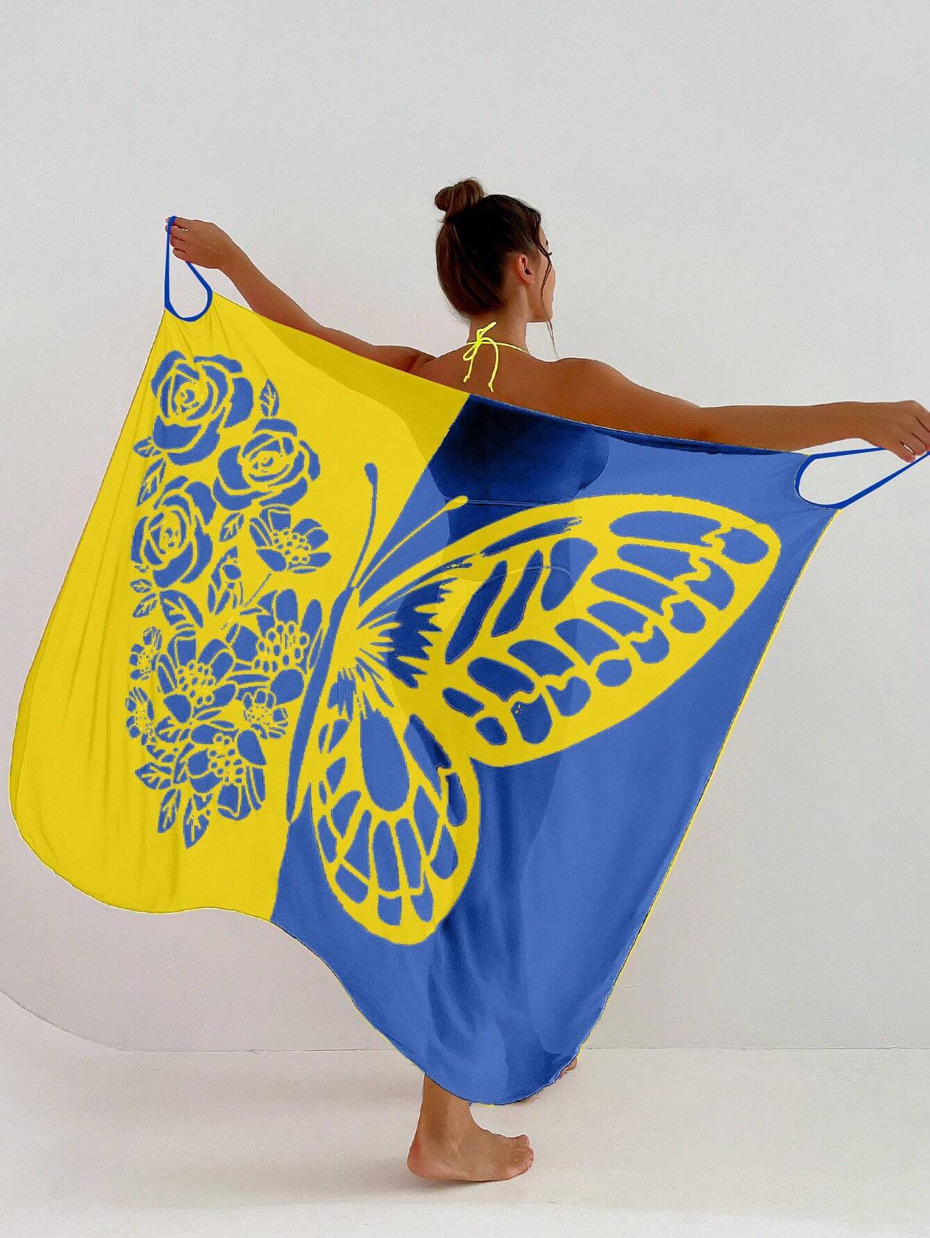 S-XL 🦋🦋 Šatový plážový opalovací krém s potiskem motýlů