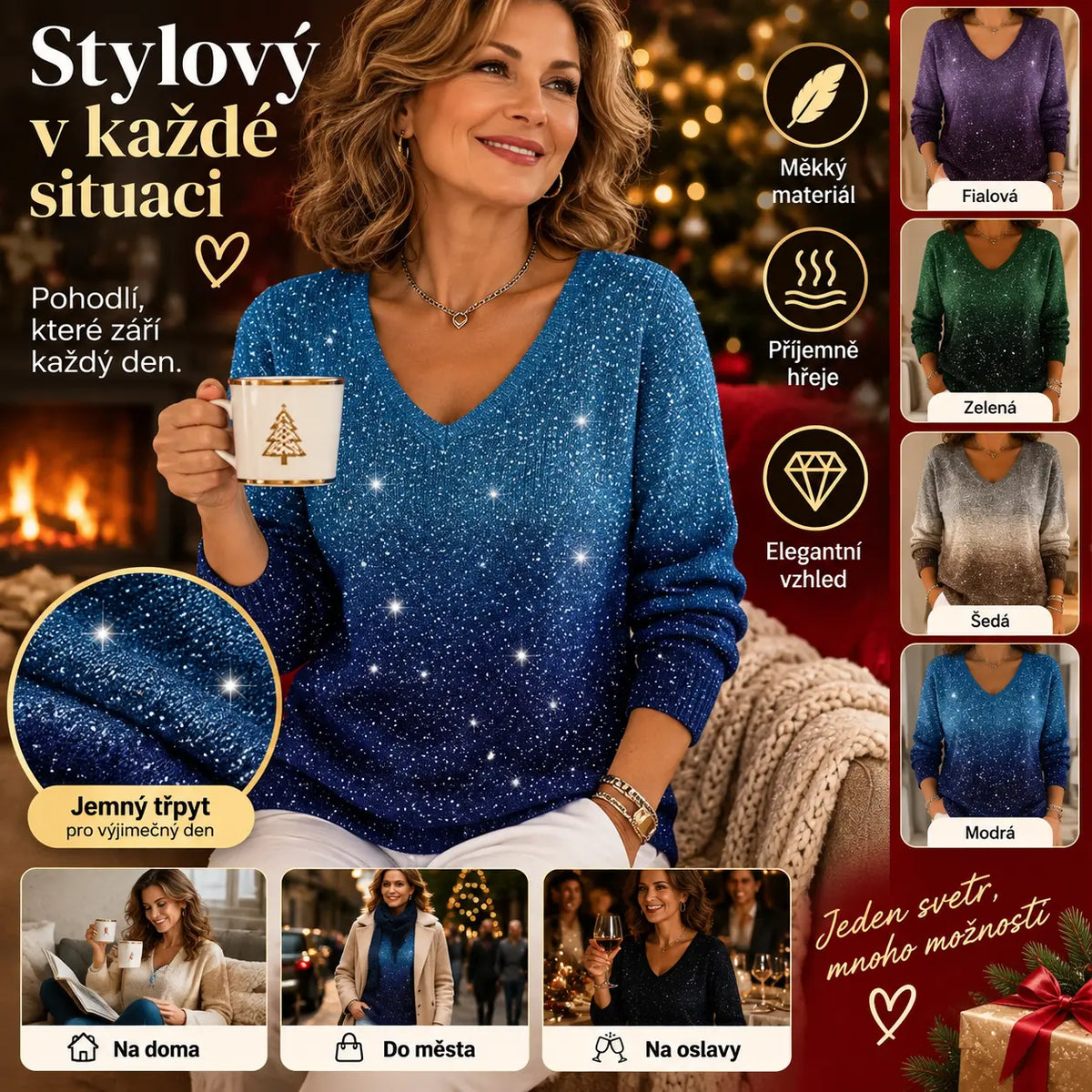 S-5XL👚👚Nový dámský svetr s dlouhým rukávem a výstřihem do V, podzim/zima 2026