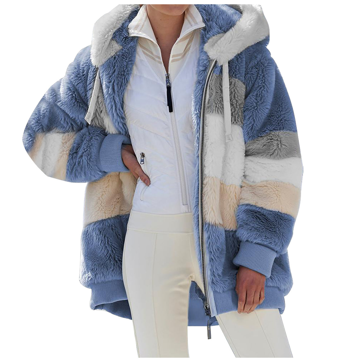 ❄️⏰ Sezonowa promocja 50%[S-5XL] 2026 nowa damska kurtka w grube, pluszowe kontrastowe paski
