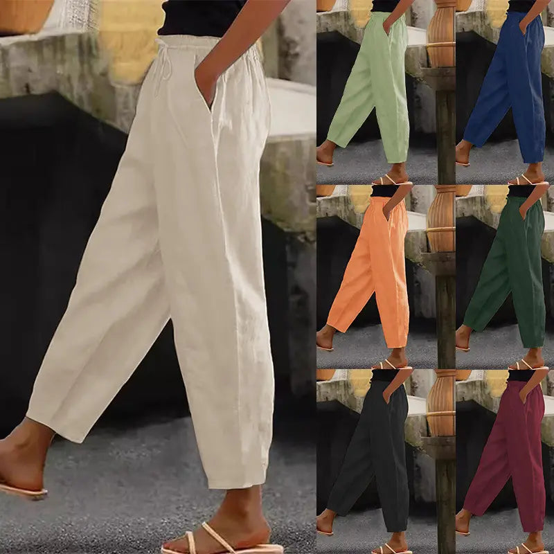 S-5XL 😍Poslední den akce - sleva 50 %💕Dámské ležérní kalhoty z bavlny a lnu-Z
