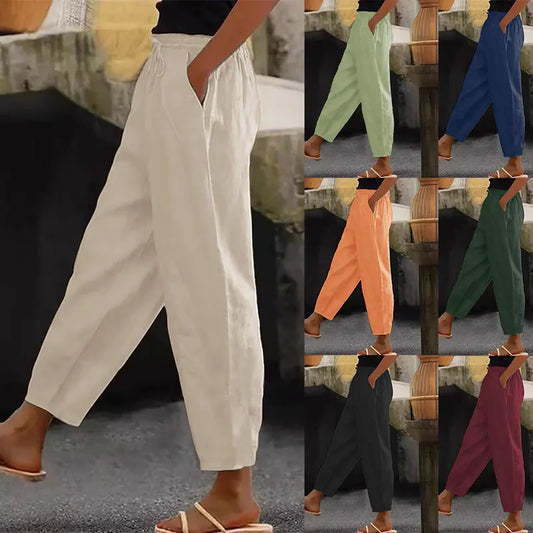 S-5XL 😍Poslední den akce - sleva 50 %💕Dámské ležérní kalhoty z bavlny a lnu-Z