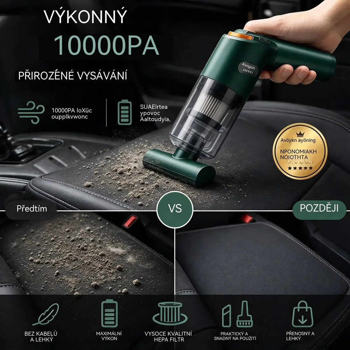 🚗✨ Výkonný akumulátorový vysavač do auta – Kompaktní, bez kabelů a výkonný