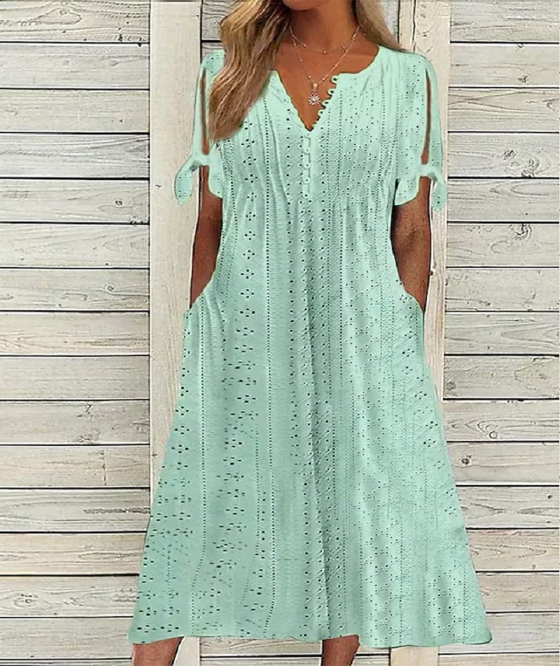 💋【🏆Best Seller】Απλό γυναικείο φόρεμα plus-size σε μονόχρωμο, φαρδύ και casual κόψιμο ✅️ Με αντικαταβολή