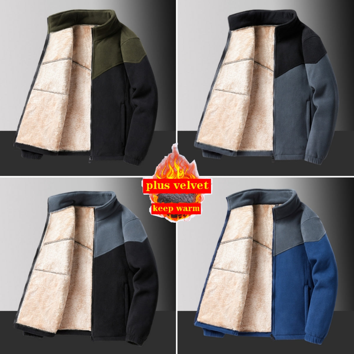 🔥【M-8XL】Chaqueta de invierno para hombre con forro de borrego, cálida y gruesa