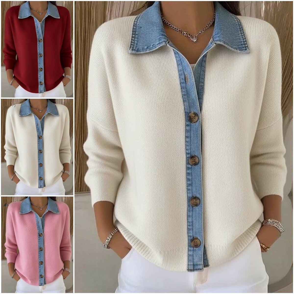🔥【S-3XL】2025 Nowy patchworkowy kardigan z jeansu