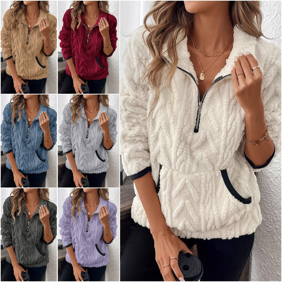 【S-3XL】Dámská podzimní a zimní fleecová krátká mikina