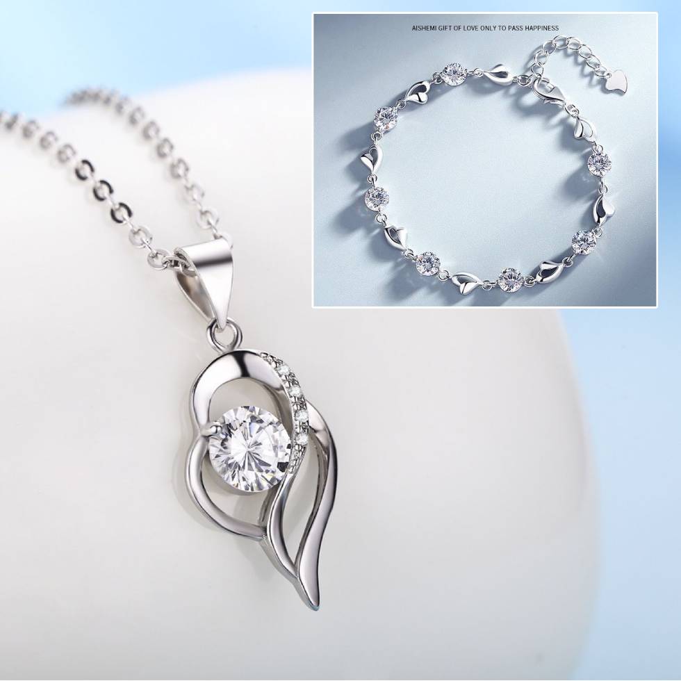 ✨✨【Kúpte 1, dostanete 1 zadarmo】💎💎Sada náramku a náhrdelníka zo striebra 925 Srdce oceánu