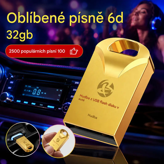 【32 GB】Vysoce kvalitní univerzální USB disk pro hudbu do auta 【2 500 populárních skladeb + 100 videí】