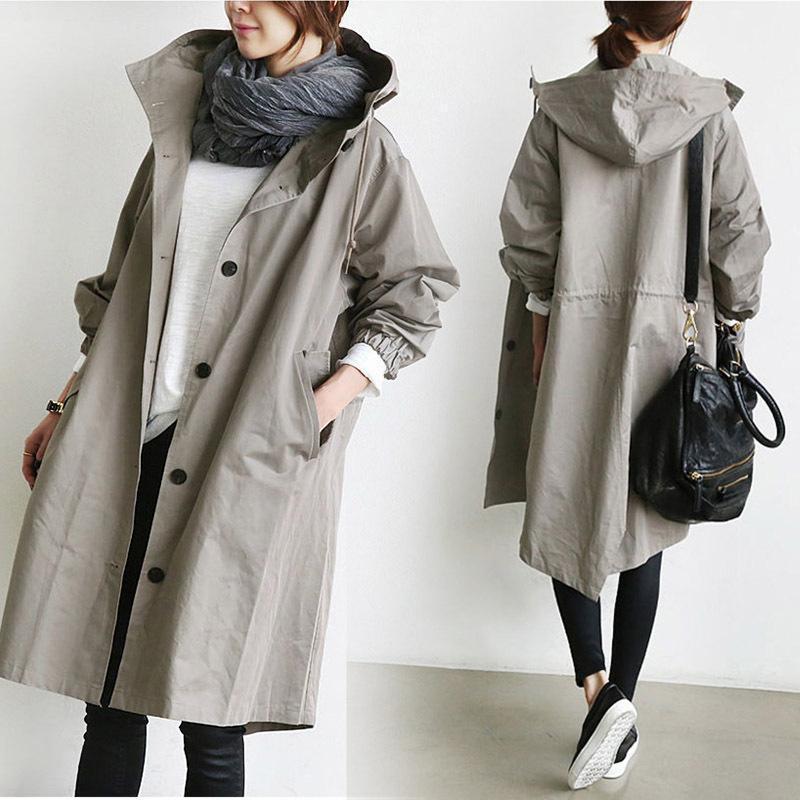 🌾✨【S-5XL】Nueva gabardina casual de mujer con mangas largas y capucha