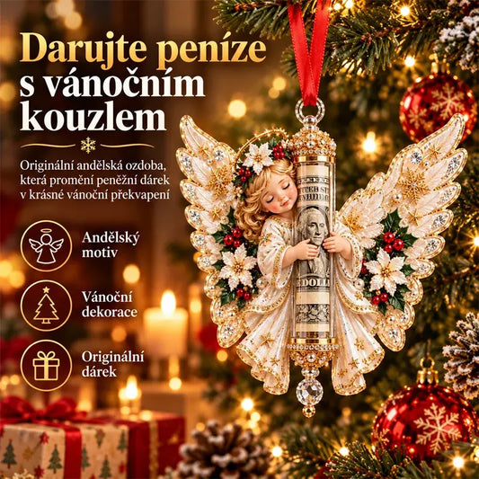 🎁Cena za 5 dílnou sadu je 680 českých korun✨Vánoční ozdoba na držák peněz s andělem