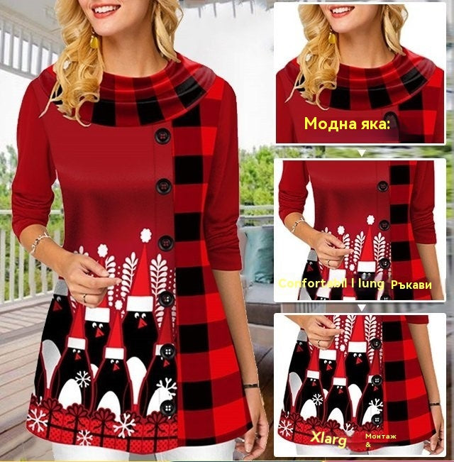 🔥【S-5XL】Коледа, топла, памучна, с дълъг ръкав, удобна, ежедневна, с щампа