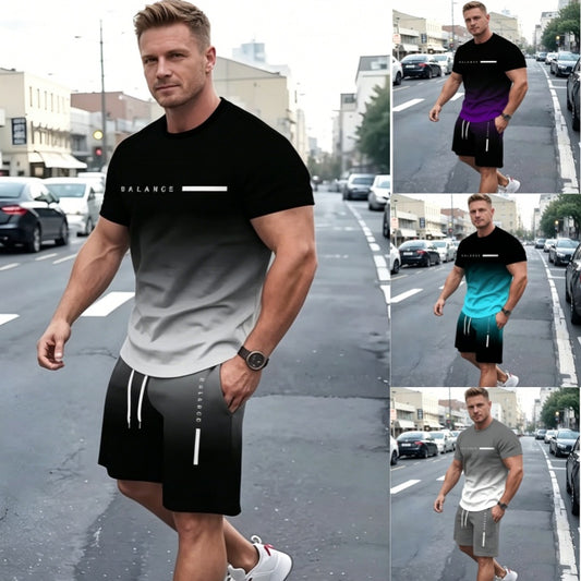 😍50% sleva😍【M-5XL】Nový pánský módní letní set s krátkým rukávem z čisté bavlny, vícebarevný, 2026