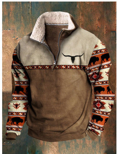 👕2025 Есенно-зимен мъжки моден, топъл пуловер с дълъг ръкав и 3D щампа