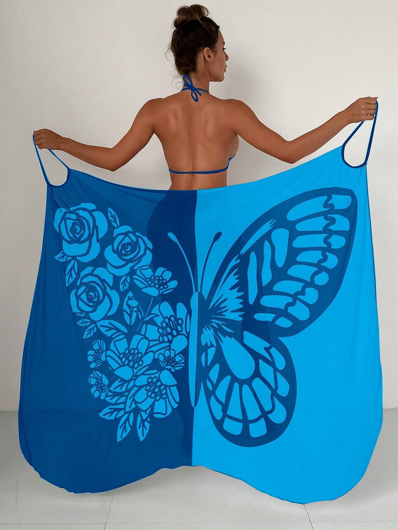 S-XL 🦋🦋 Šatový plážový opalovací krém s potiskem motýlů