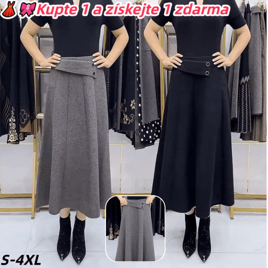 👗🎀【S-4XL】Jesenná/zimná vlnená midi sukňa
