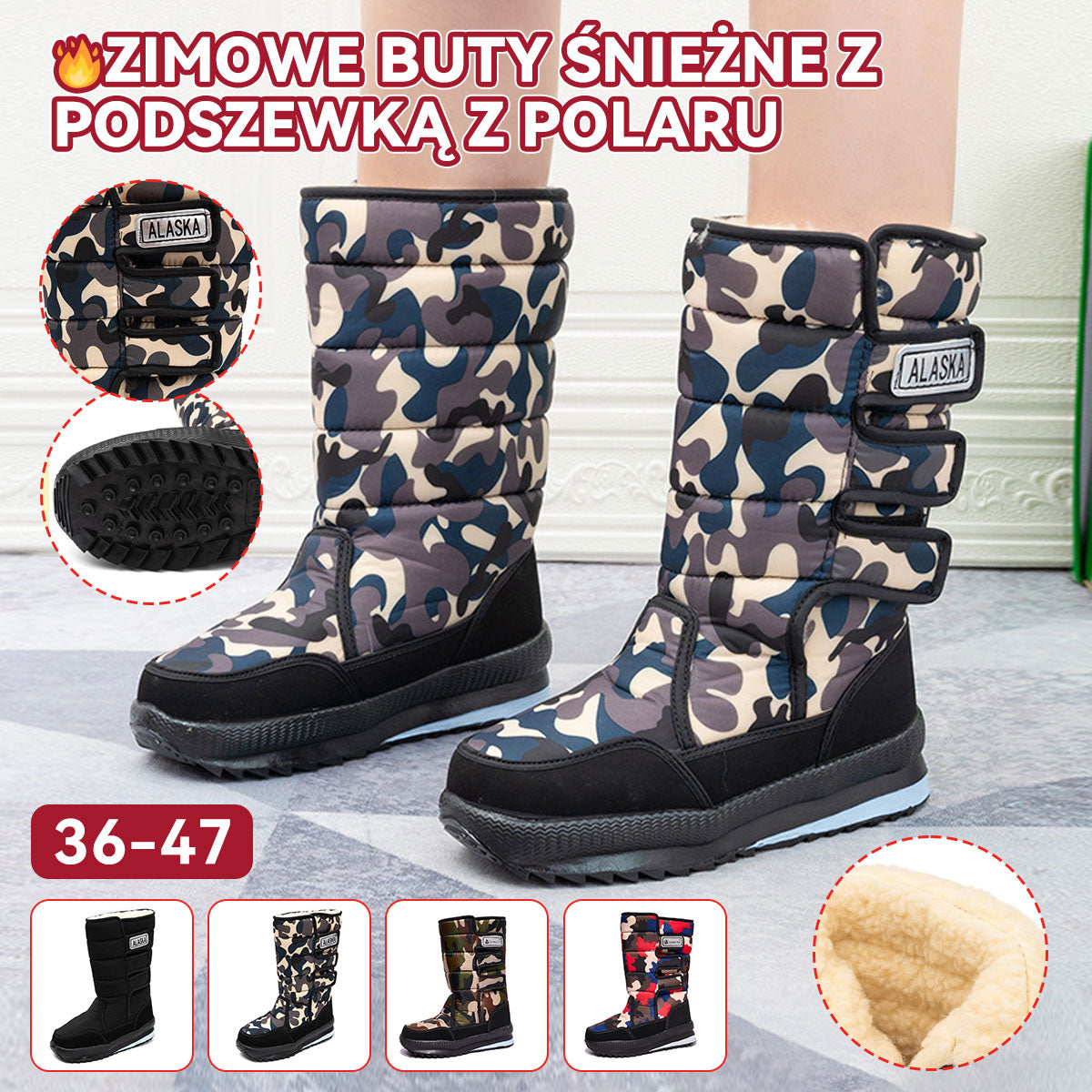 36- 47 Ocieplane zimowe buty śniegowe unisex | Ciepłe buty na zimno dla mężczyzn i kobiet