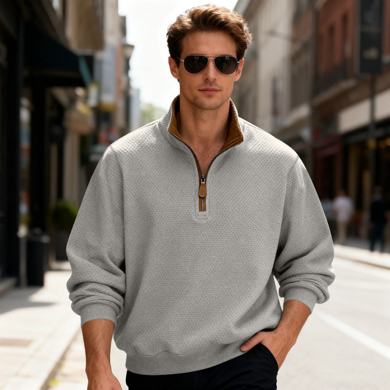 👨💼🧥【S-3XL】Pánská zimní volná mikina s kapucí, těžký kompozitní materiál, stojáček na zip, ležérní, dojíždějící, obchodní, kostkovaná