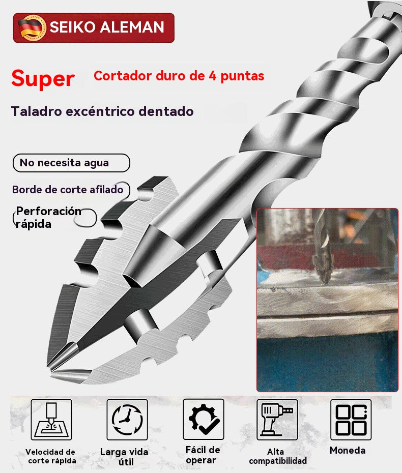 🥇 Súper duro filo de corte dentado, broca excéntrica de acero de tungsteno de 7.ª generación【3+4+5+6+8+10+12mm】