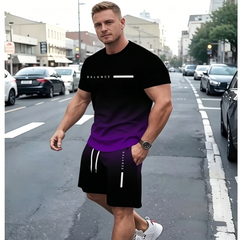😍50% sleva😍【M-5XL】Nový pánský módní letní set s krátkým rukávem z čisté bavlny, vícebarevný, 2026