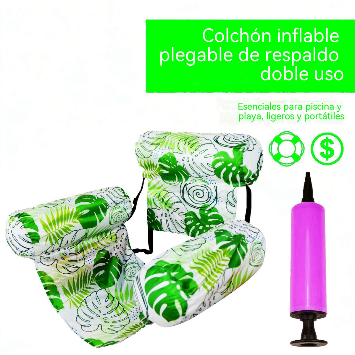 Ingyenes szállítás 💦📢 Összecsukható, úszó kanapé háttámlával + pumpával