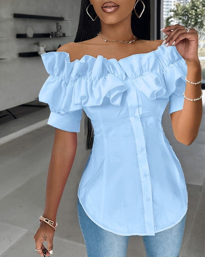✨️【S-2XL】Dámská Halenka s Odhalenými Rameny | Elegantní Přiléhavá Letní Halenka