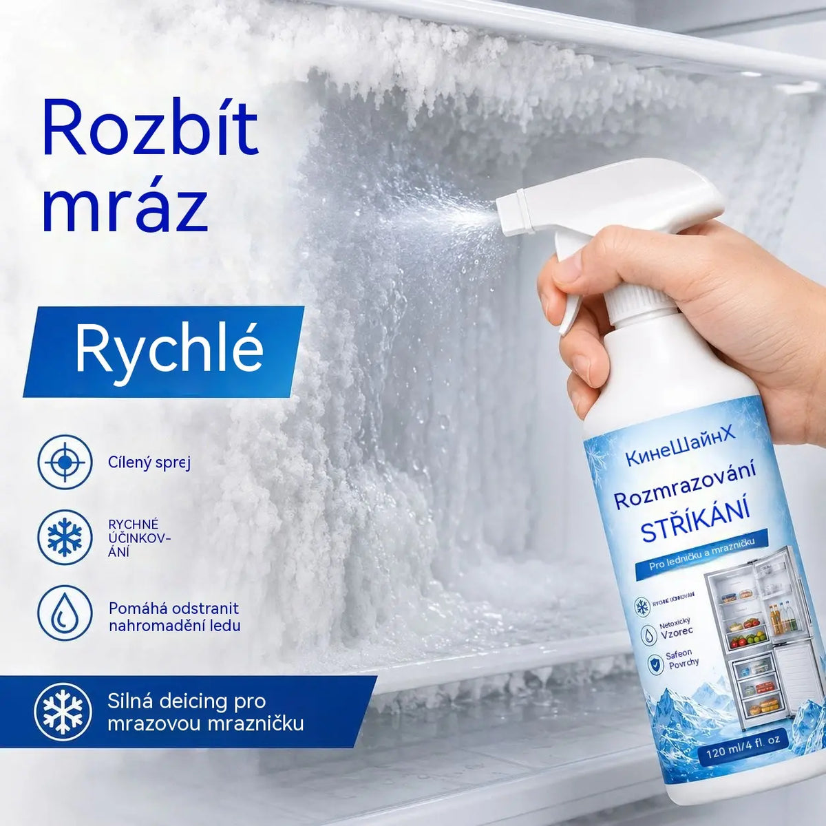 🔥【2 lahve za 590 Kč】❄️ Nový rozmrazovací sprej 2026 🧡 Rychle odstraňte led z mrazáku