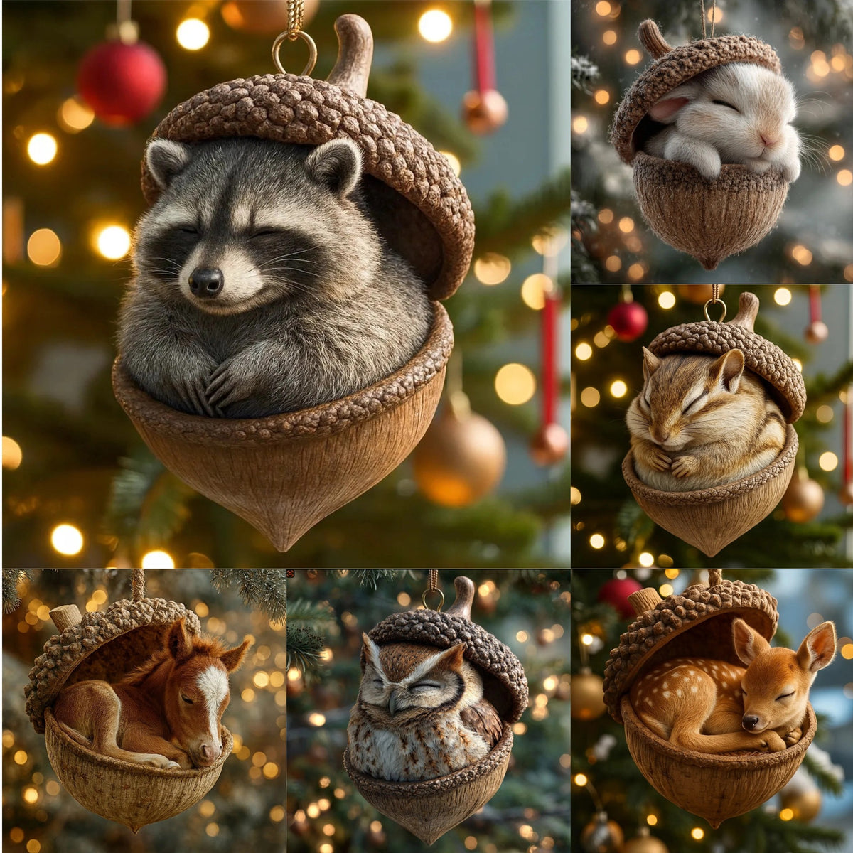 🔥【Kupte 6 kusů a získejte 6 kusů zdarma】🐿️🦉Vánoční ozdoba na stromeček s lesními zvířátky