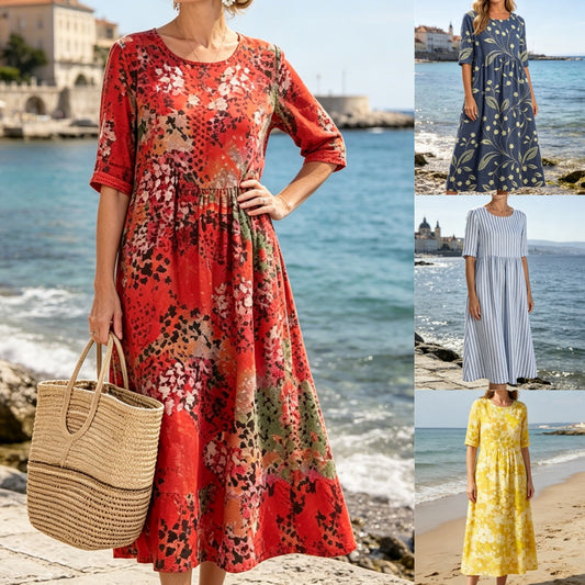 Ingyenes szállítás ⏳S-5XL Elegáns, plus size női ruha, légáteresztő és kényelmes.