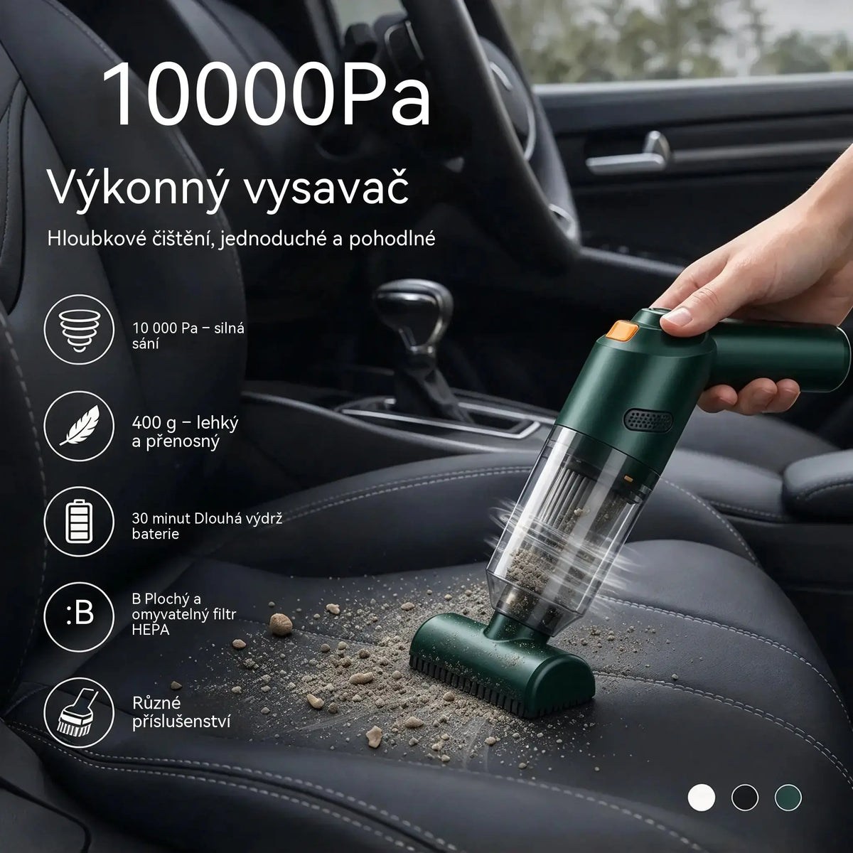 🚗✨ Výkonný akumulátorový vysavač do auta – Kompaktní, bez kabelů a výkonný