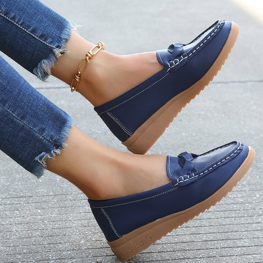 【35-43】Zapatos casuales de mujer de color liso y suela blanda.