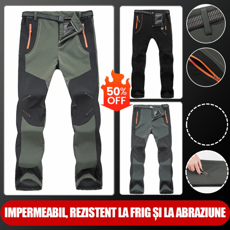 🔥【S-5XL】Pánské měkké, nepromokavé, větruodolné a prodyšné turistické kalhoty, teplé zateplené flísové kalhoty na outdoorové sporty
