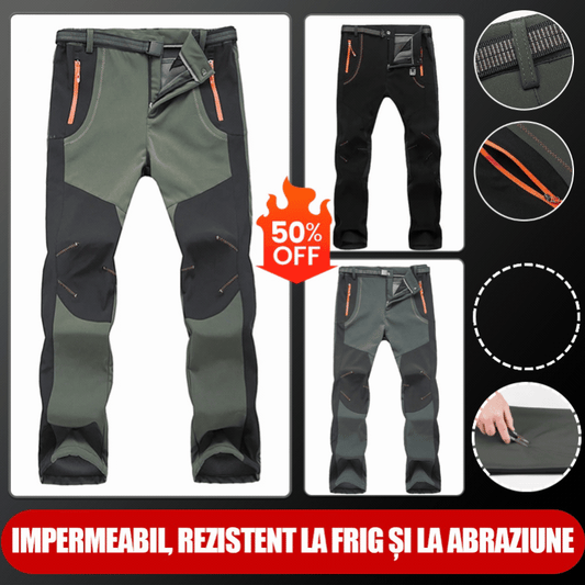 🔥【S-5XL】Pánské měkké, nepromokavé, větruodolné a prodyšné turistické kalhoty, teplé zateplené flísové kalhoty na outdoorové sporty