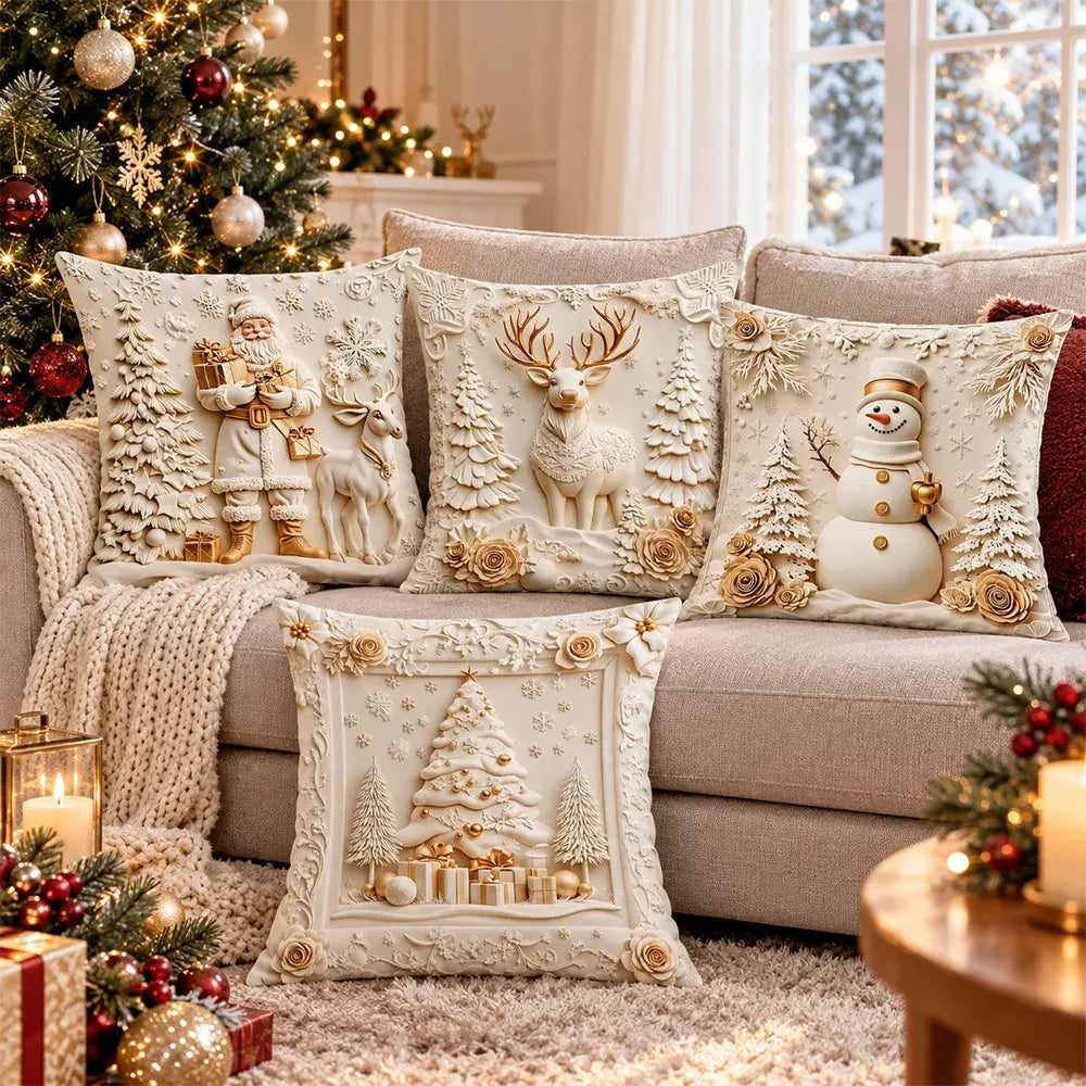 【4-dielna sada】23 eur🎅Vianočný výpredaj 49% ZĽAVA🎄Obliečka na vankúš s vianočnou tematikou