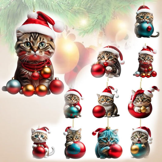 🎄😺【10 kusov】🎁🎅 Vianočné ozdoby na stromček pre mačiatka. Závesné mačacie ozdoby