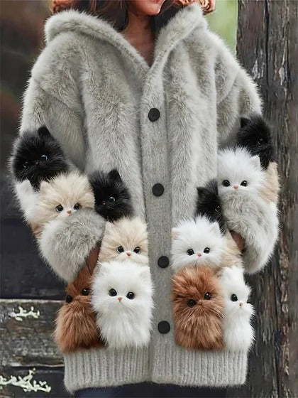 【S-5XL】Plyšový roztomilý s kapucí s fleecovou podšívkou, tlustý kabát