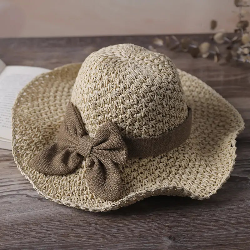 🎀 50% SLEVA 👒 | Retro slaměný klobouk s mašlí – skládací a prodyšný na léto