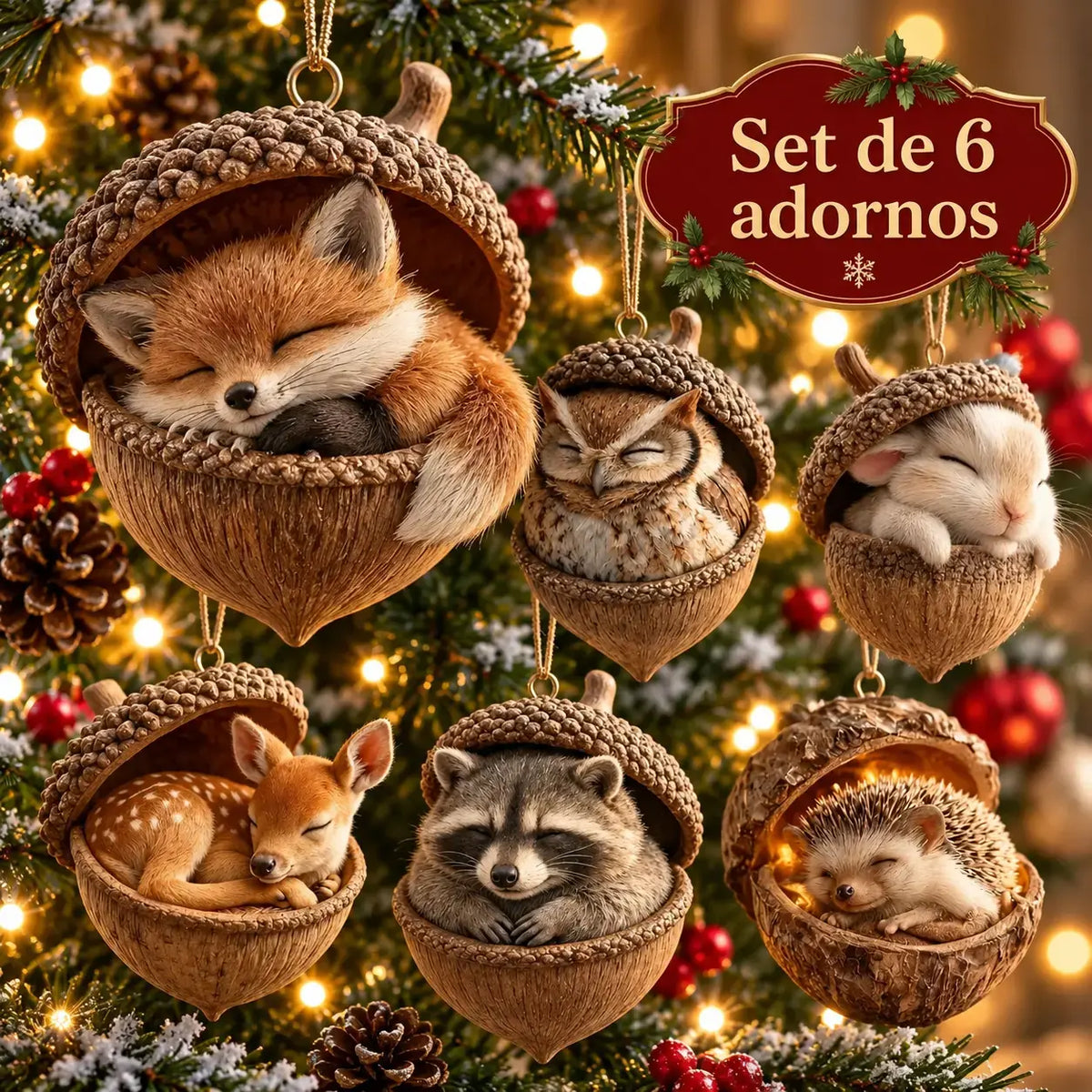 🔥【Vegyél 6-ot, kapj 6-ot ajándékba】🔥🐿️🦉Karácsonyi dekoráció erdei állatokkal
