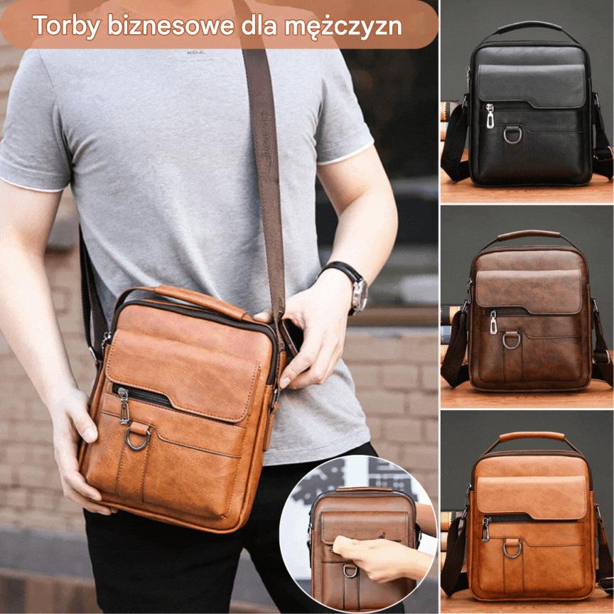 👜Nowoczesna i casualowa męska torba z prawdziwej skóry o dużej pojemności