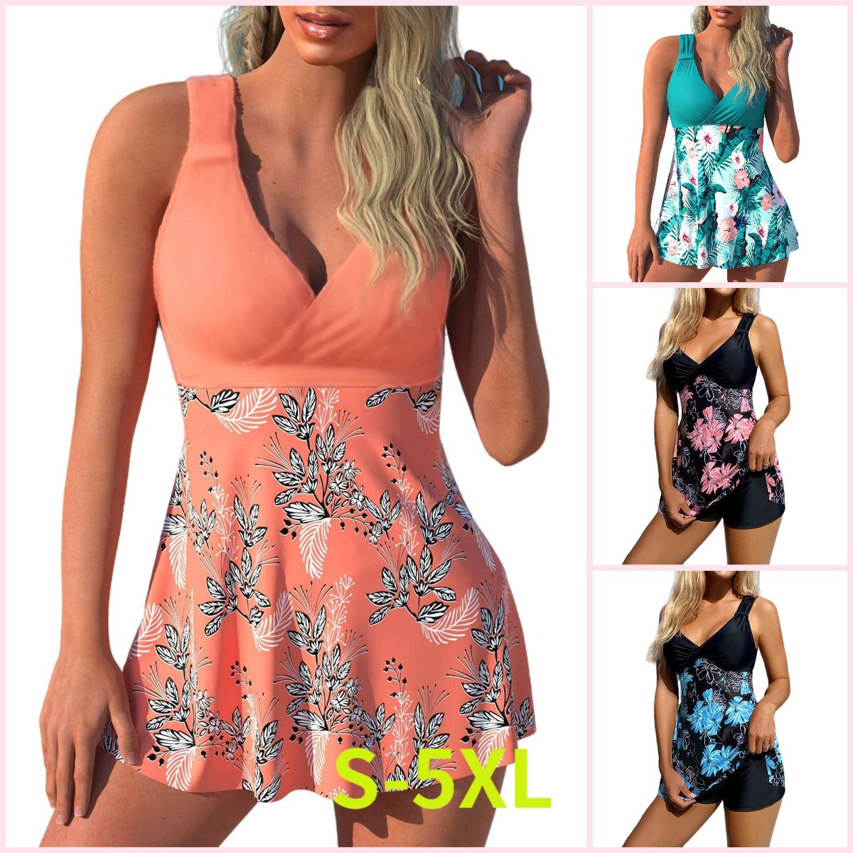 🏖️🌴【S-5XL】Conjunto de traje de baño estampado para vacaciones en la playa 2026