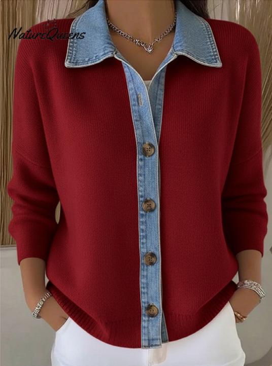 🔥【S-3XL】2025 Nowy patchworkowy kardigan z jeansu