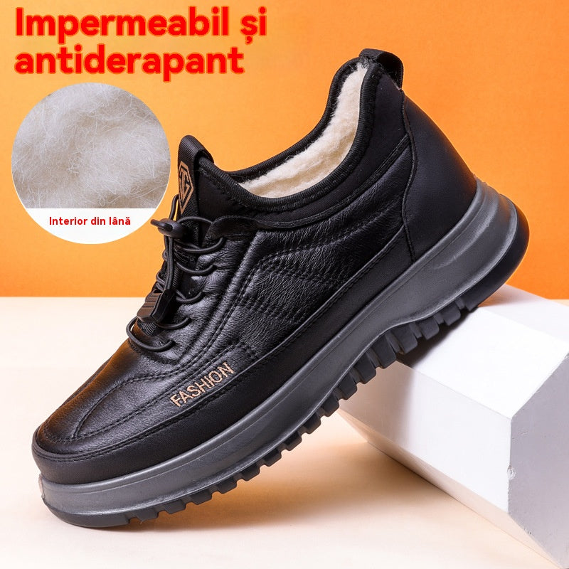 ⛄🔥【39-45】2026 Χειμερινά νέα ανδρικά casual αθλητικά παπούτσια Γνήσιο δέρμα αδιάβροχα φανελένια παπούτσια με μαλακή σόλα