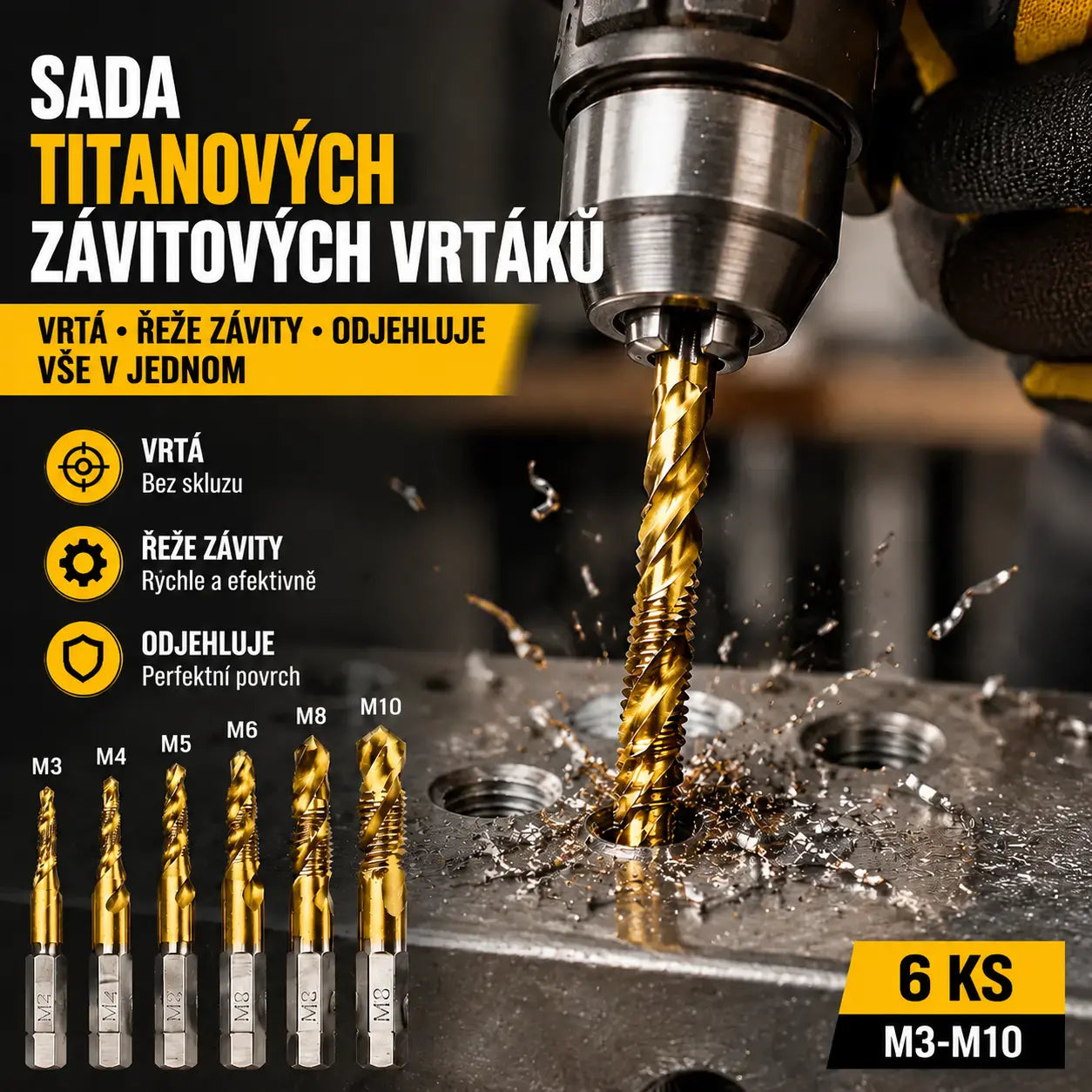 🔥【Kupte 6 kusů a získejte 6 zdarma (12 kusů)】🧰🔩 Sada víceúčelových vrtáků, Titanový povlak pro delší životnost.