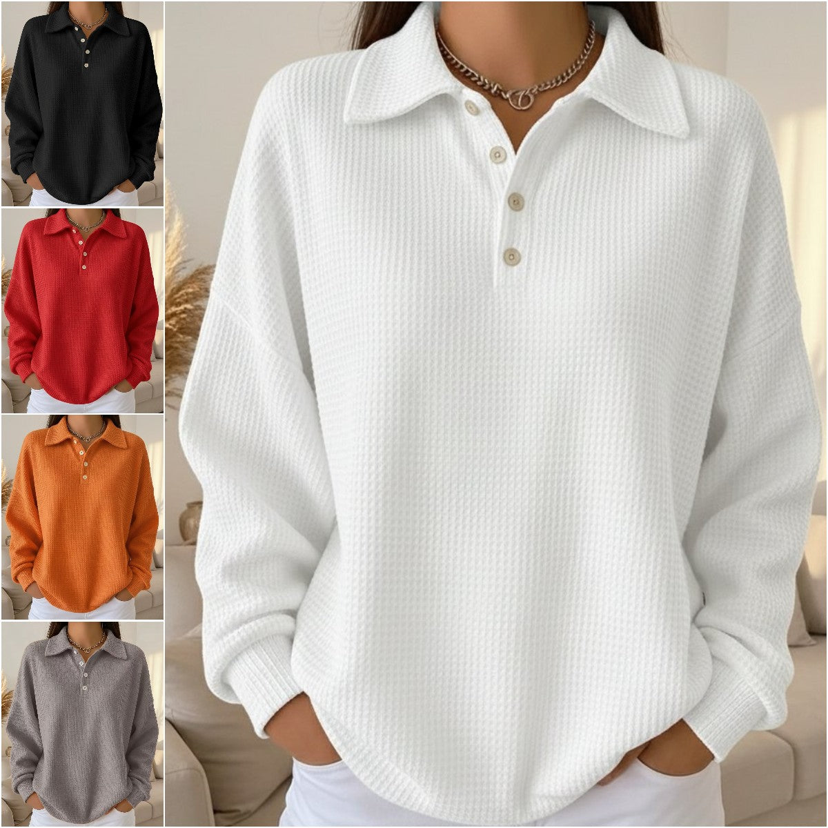 【S-5XL】2025 Nové jesenné/zimné jednofarebné polo tričko s golierom