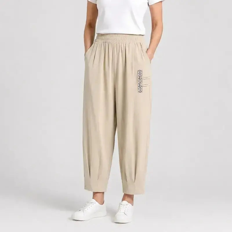 🔥【M–4XL】👖 Dámské lehké a prodyšné bavlněné lněné kalhoty - stylové a ležérní zkrácené kalhoty